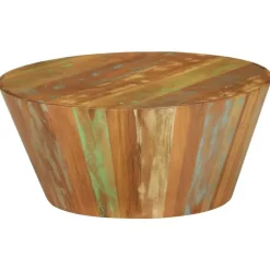 vidaXL Mesa de centro de madera maciza reciclada Ø65x31 cm New