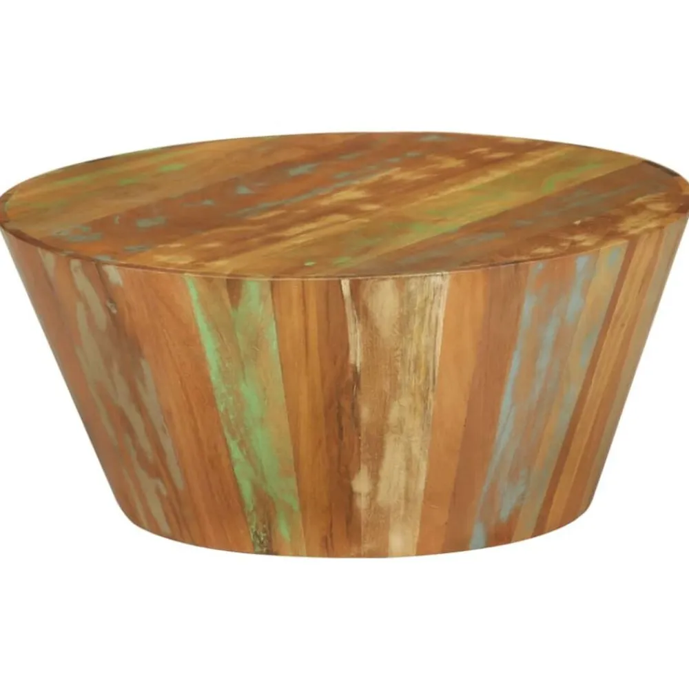 vidaXL Mesa de centro de madera maciza reciclada Ø65x31 cm New