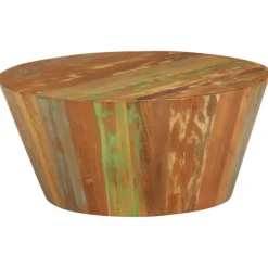 vidaXL Mesa de centro de madera maciza reciclada Ø65x31 cm New
