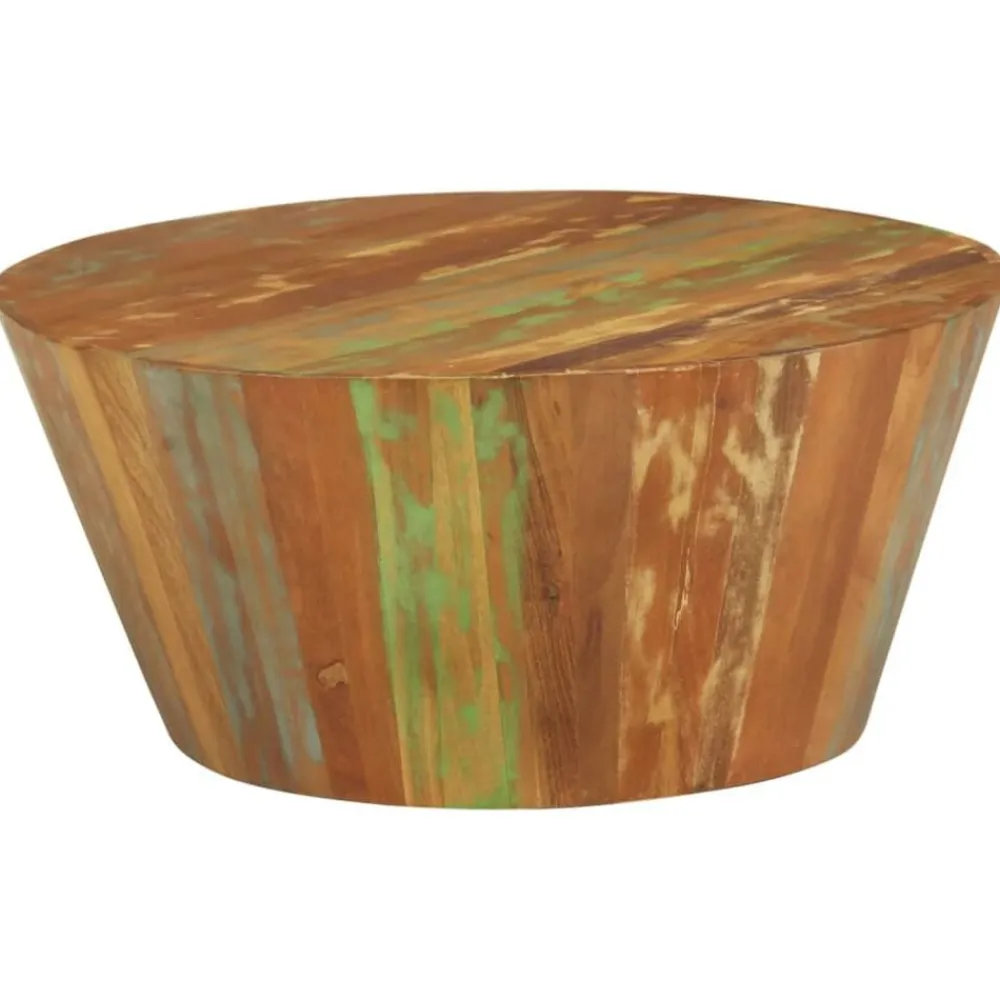 vidaXL Mesa de centro de madera maciza reciclada Ø65x31 cm New