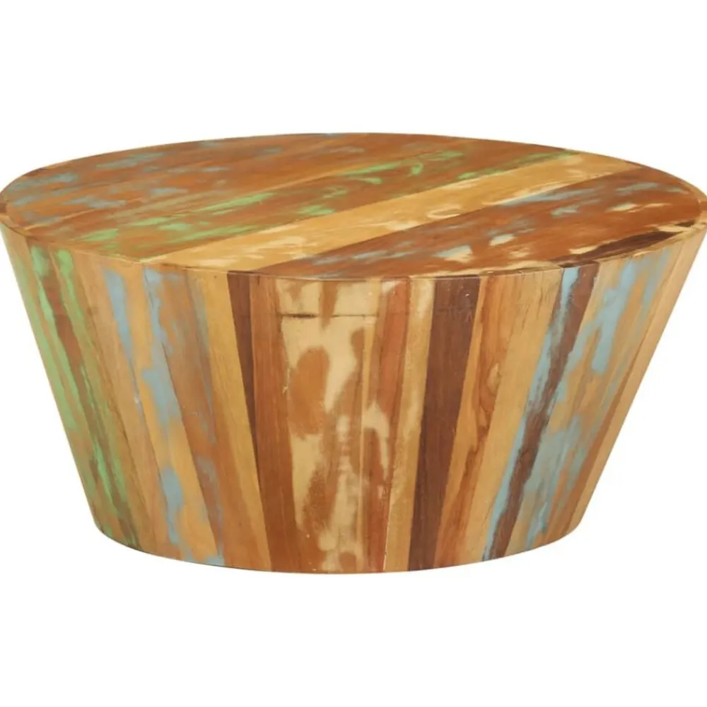 vidaXL Mesa de centro de madera maciza reciclada Ø65x31 cm New