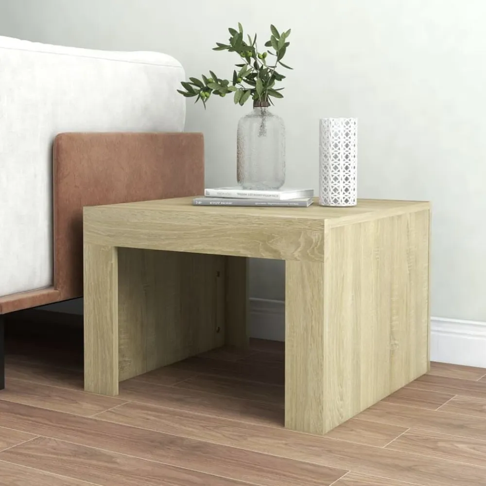 vidaXL Mesa de centro de madera contrachapada color roble 50x50x35 cm Roble Sonoma Best