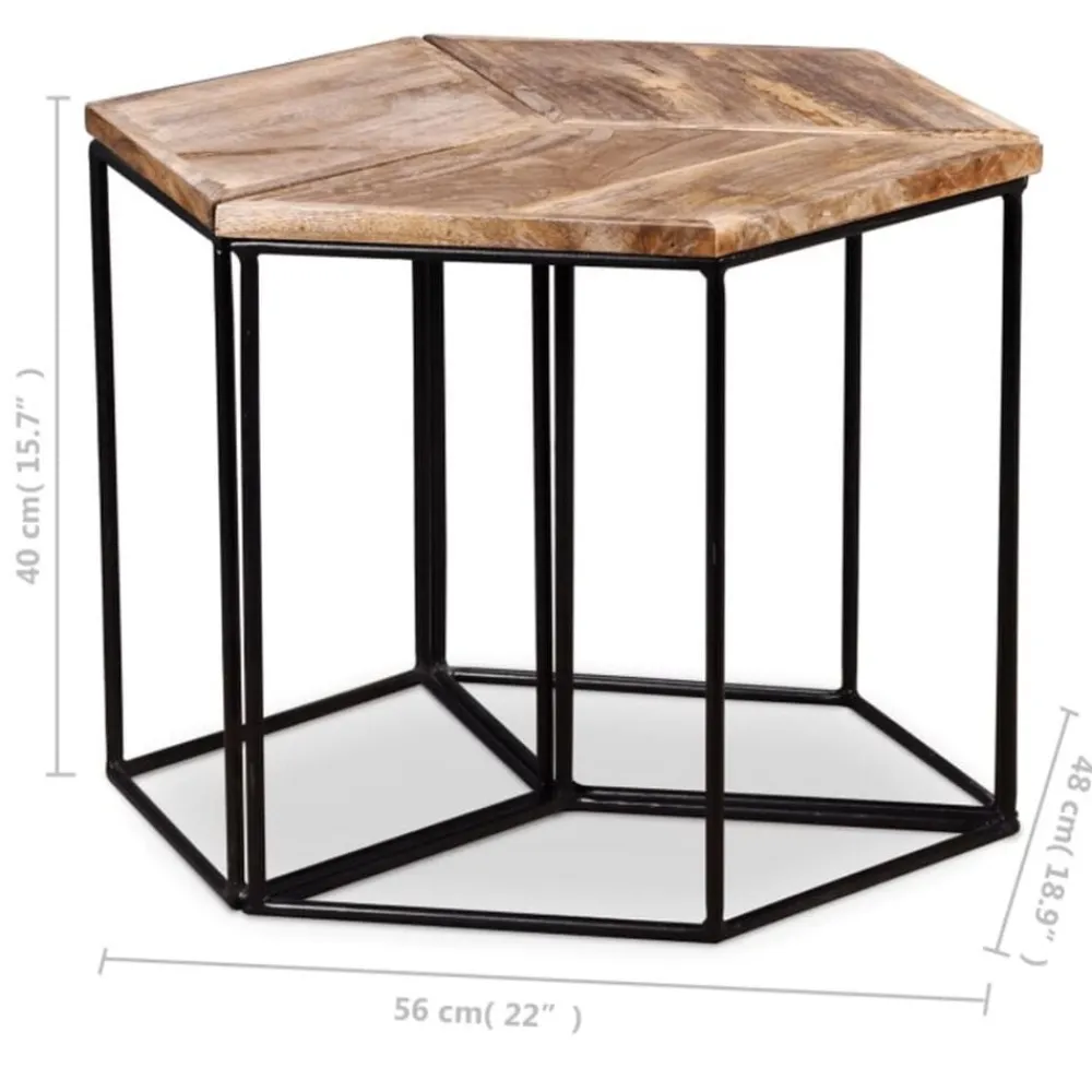 vidaXL Mesa de centro de madera maciza de mango 56x48x40 cm Best