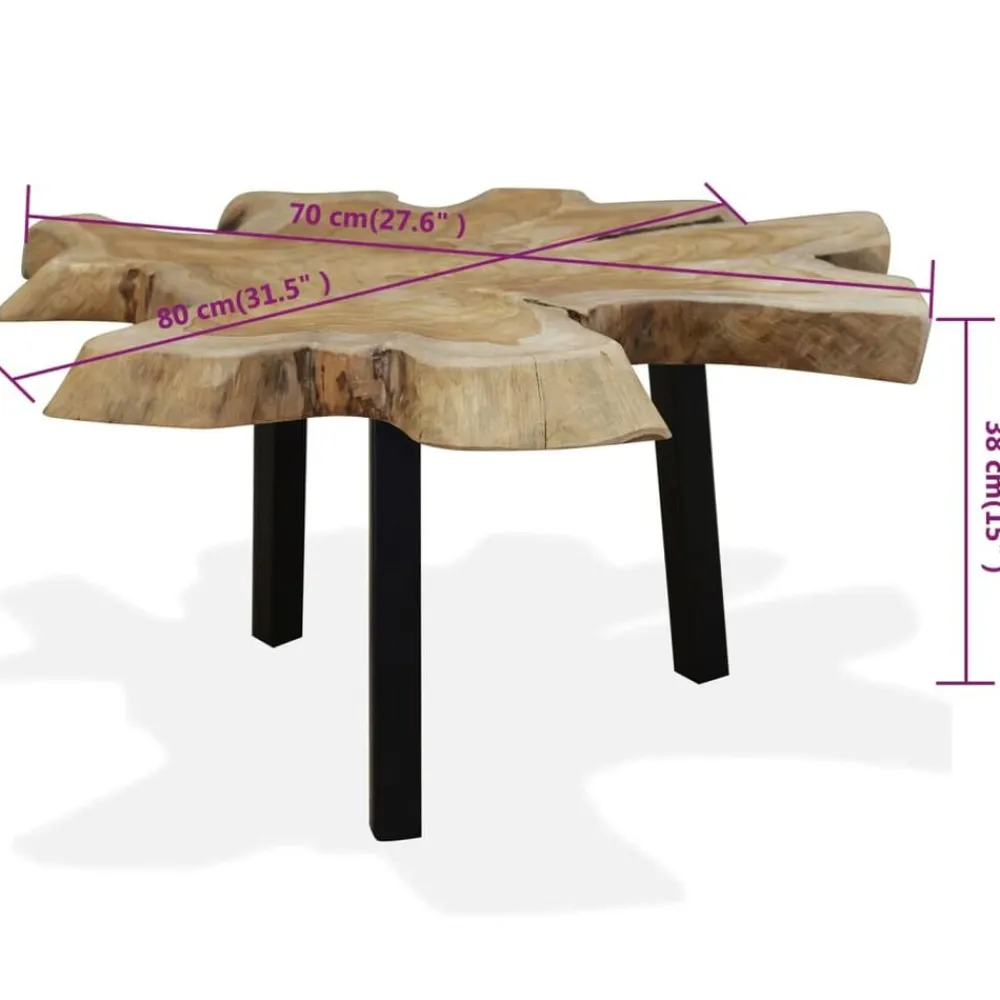 vidaXL Mesa de centro de teca genuina 80x70x38 cm Clearance