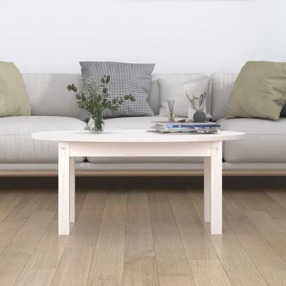 vidaXL Mesa de centro de madera maciza de pino 80x40x35 cm Blanco Online