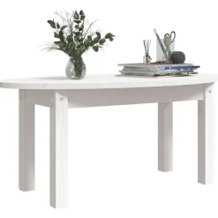 vidaXL Mesa de centro de madera maciza de pino 80x40x35 cm Blanco Online