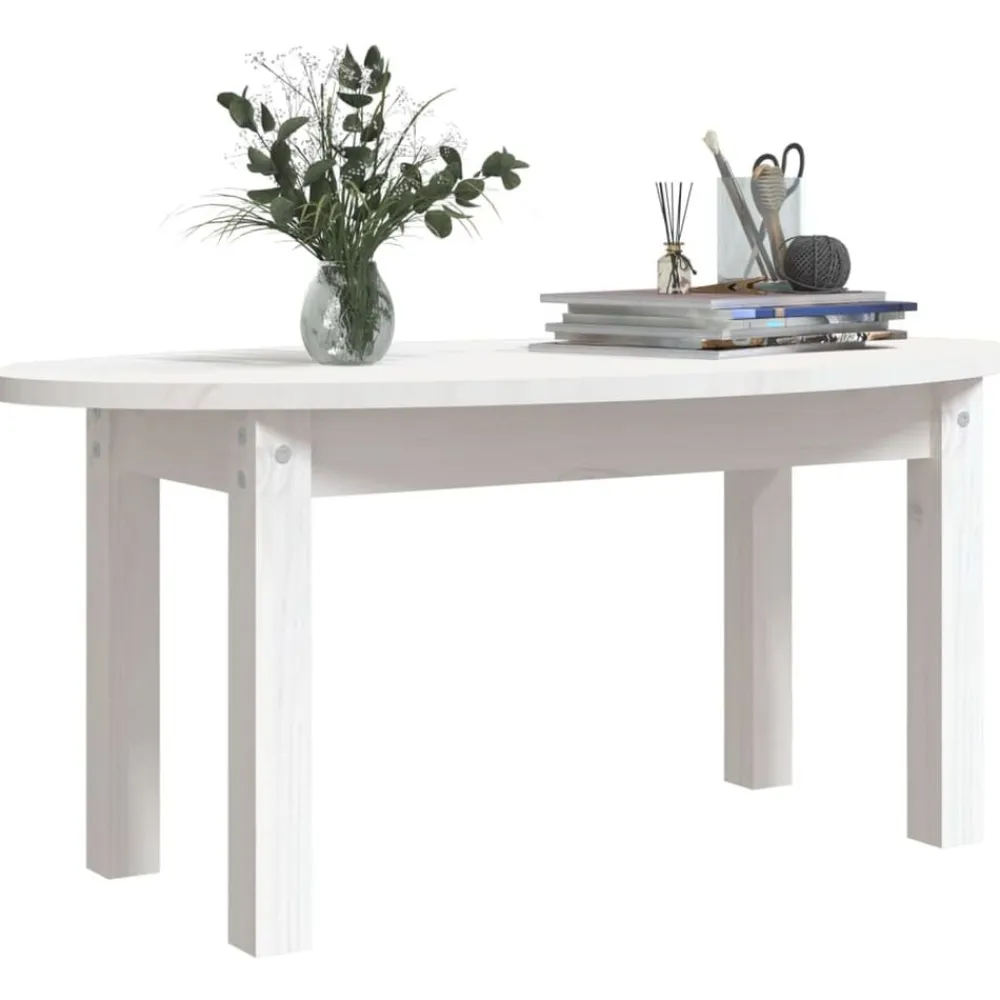 vidaXL Mesa de centro de madera maciza de pino 80x40x35 cm Blanco Online