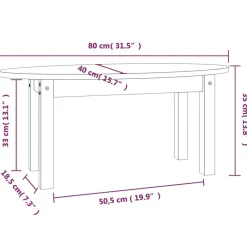 vidaXL Mesa de centro de madera maciza de pino 80x40x35 cm Blanco Online