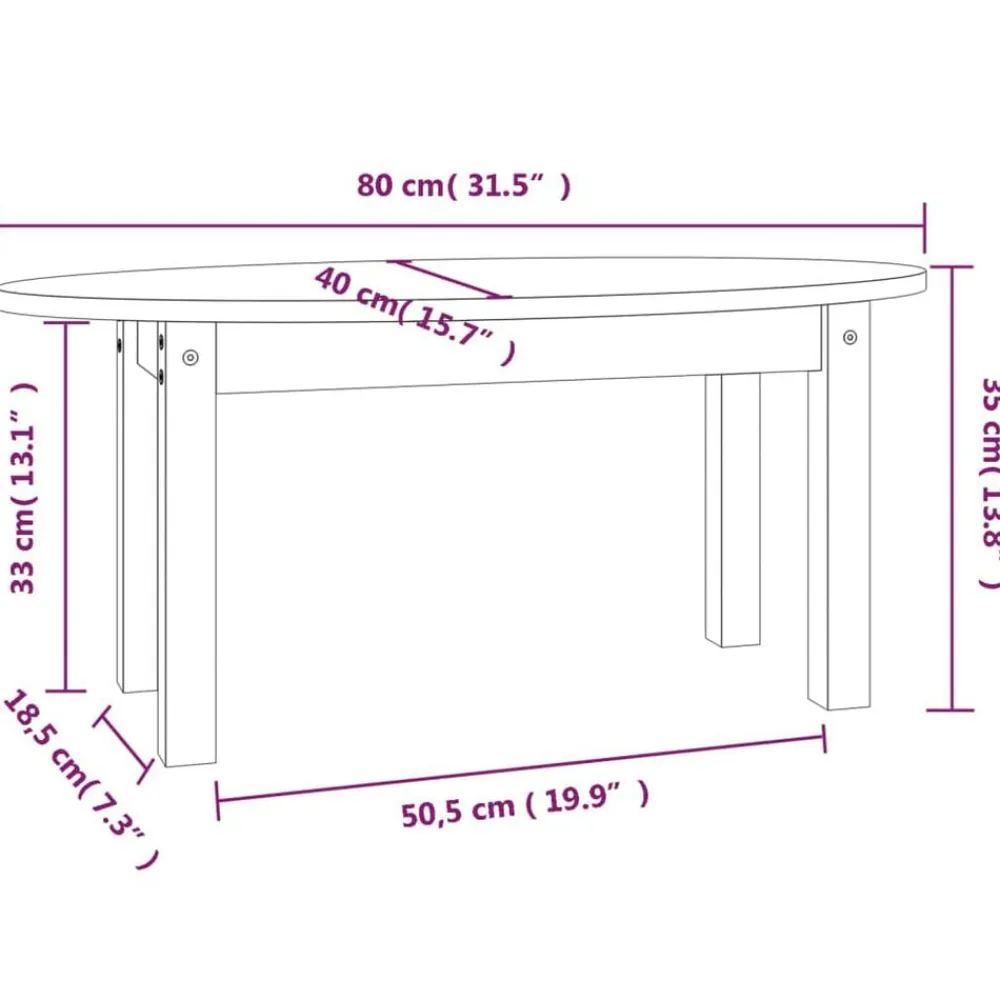 vidaXL Mesa de centro de madera maciza de pino 80x40x35 cm Blanco Online