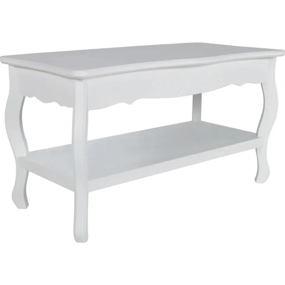 vidaXL Mesas-Mesa de centro de 2 niveles de MDF blanca