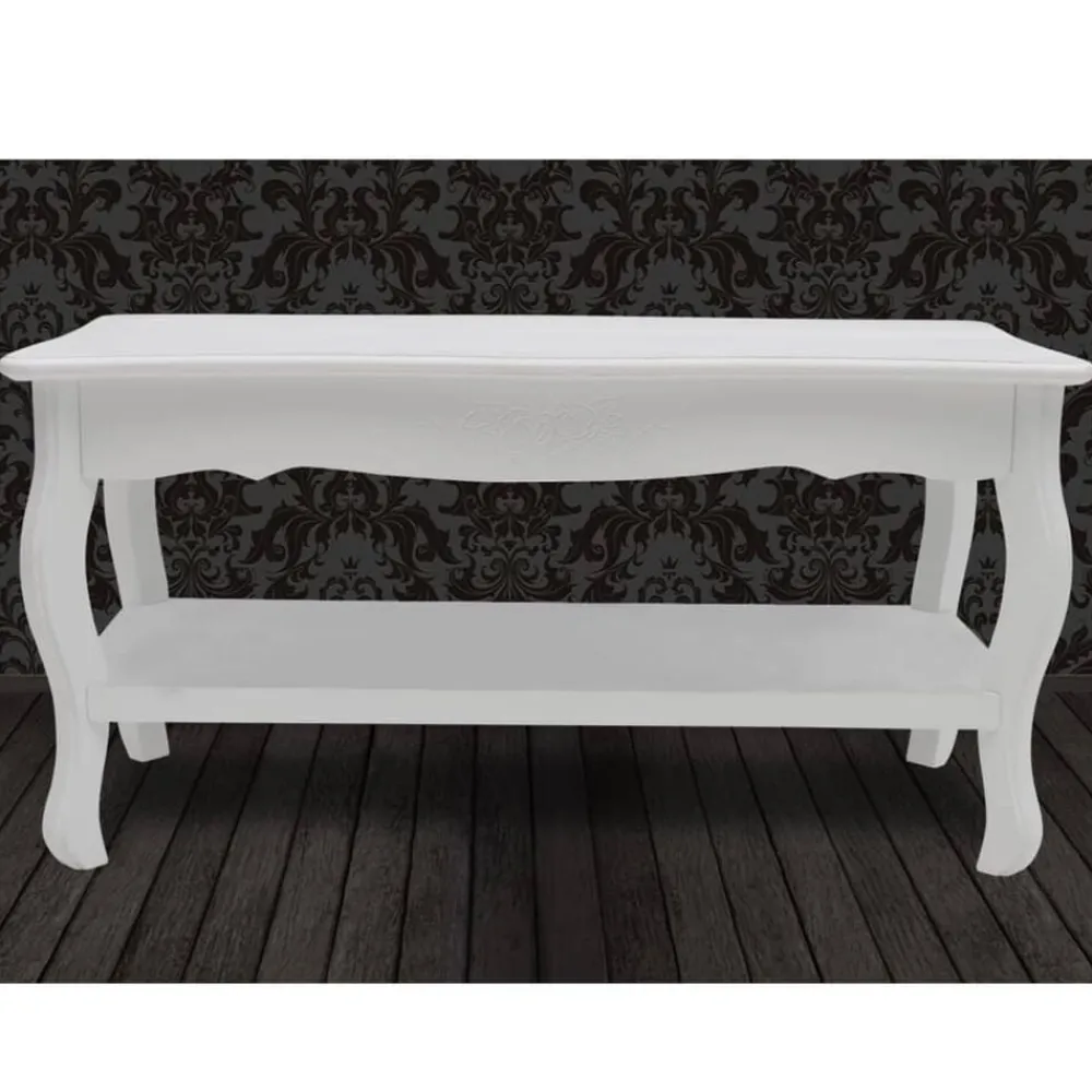 vidaXL Mesas-Mesa de centro de 2 niveles de MDF blanca