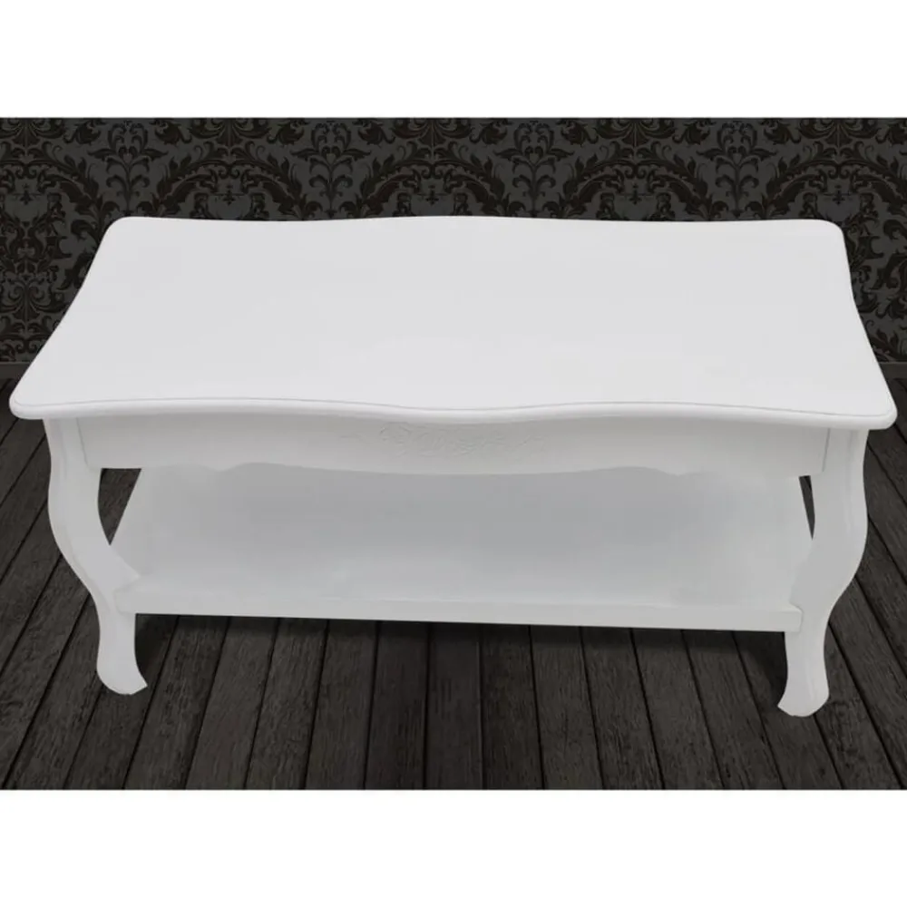 vidaXL Mesas-Mesa de centro de 2 niveles de MDF blanca