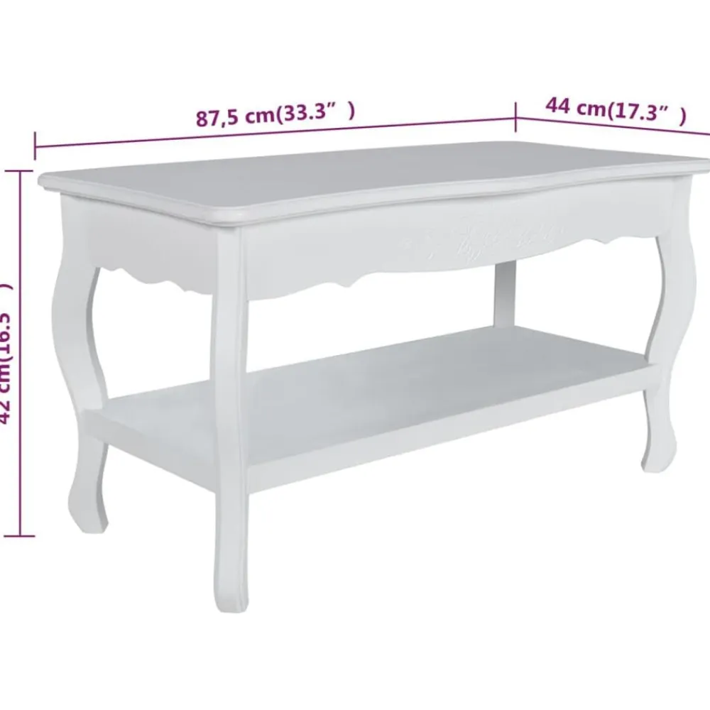 vidaXL Mesas-Mesa de centro de 2 niveles de MDF blanca