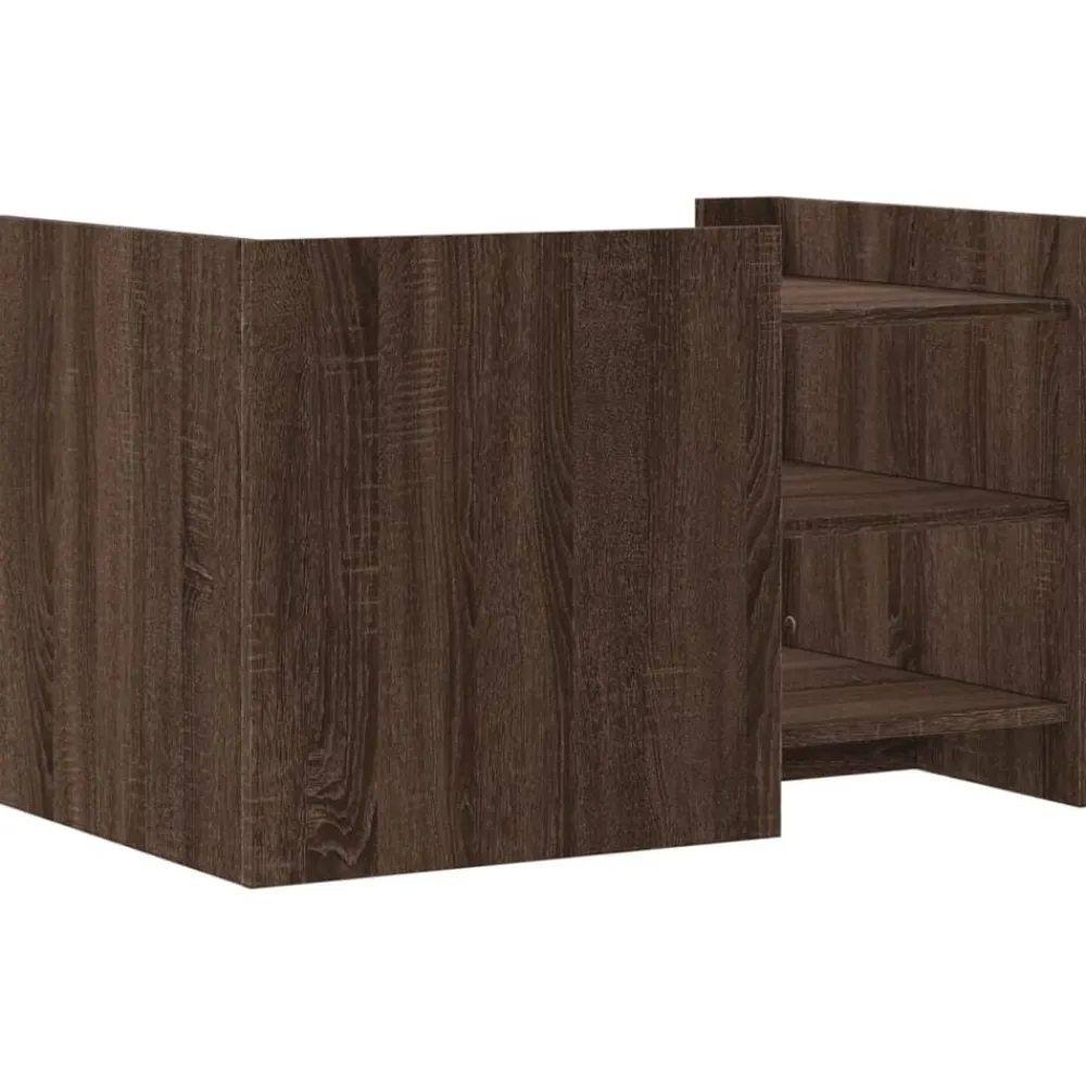 vidaXL Mesas-Mesa de centro de madera de ingeniería marrón roble 80x50x50 cm