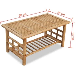 vidaXL Mesas-Mesa de centro de bambú 90x50x45 cm