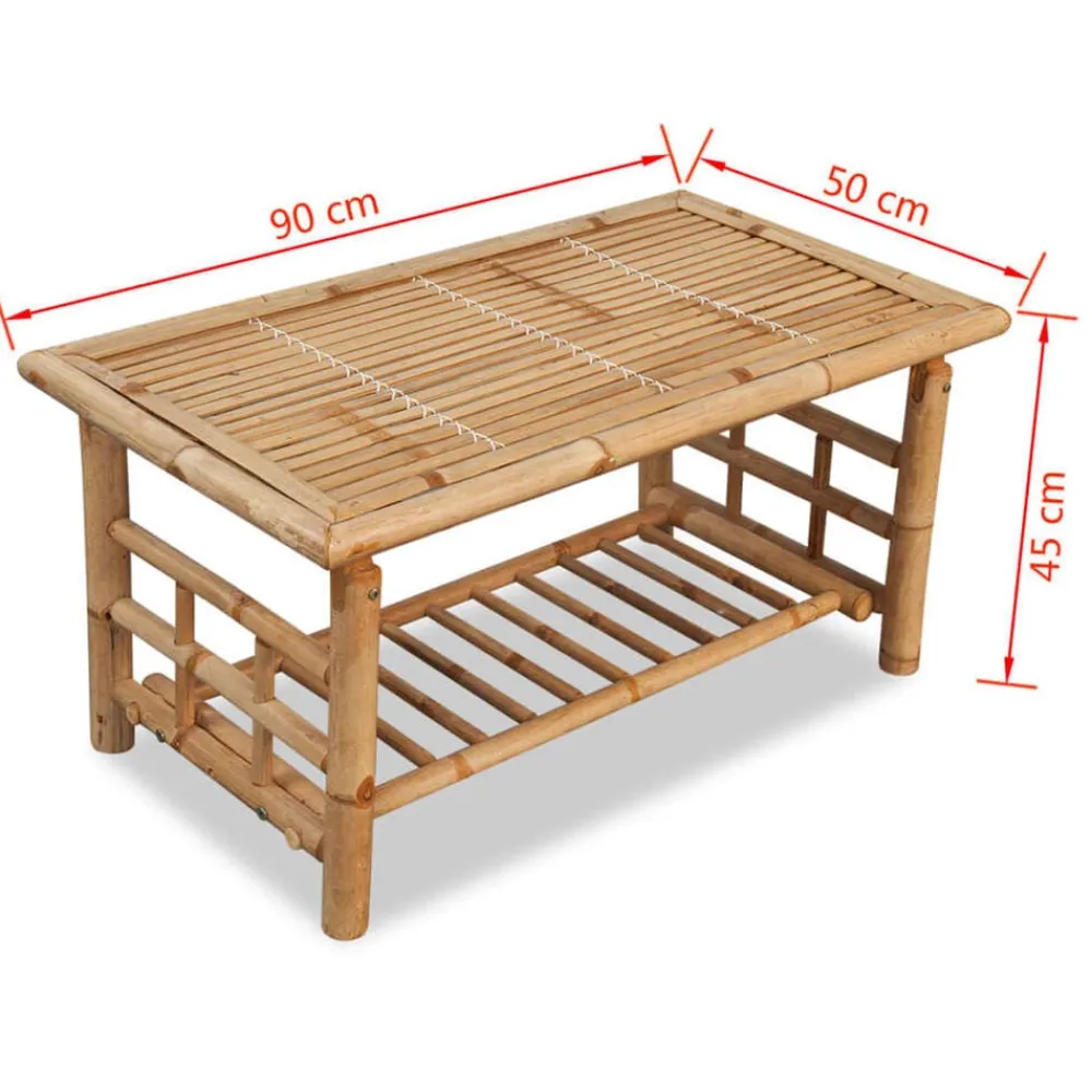 vidaXL Mesas-Mesa de centro de bambú 90x50x45 cm