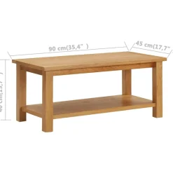 vidaXL Mesas-Mesa de centro de madera maciza de roble 90x45x40cm