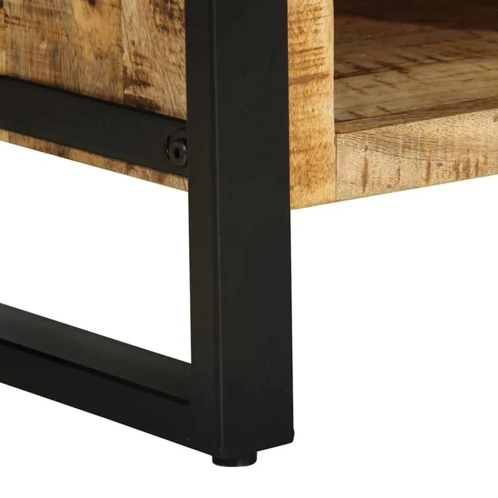 vidaXL Mesa de centro de madera maciza de mango rugosa 90x50x36 cm Outlet
