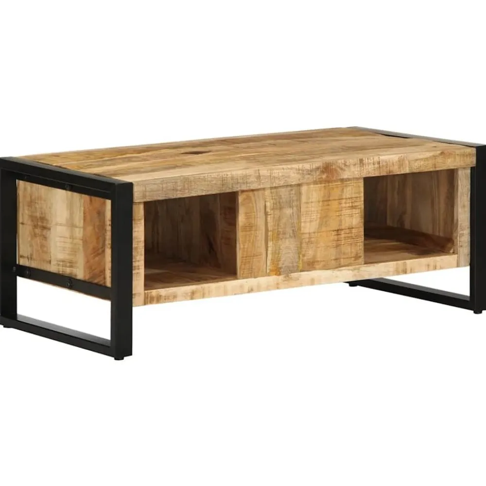 vidaXL Mesa de centro de madera maciza de mango rugosa 90x50x36 cm Outlet