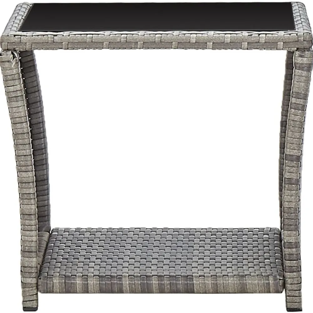 vidaXL Muebles De Jardín-Mesa de centro de ratán sintético y vidrio 45x45x40 cm