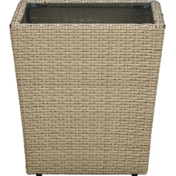 vidaXL Mesa de centro de ratán PE vidrio templado 41,5x41,5x44cm Beige Sale
