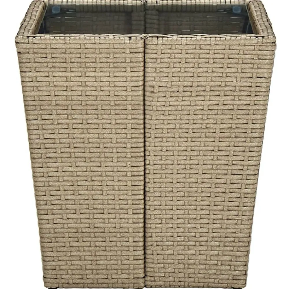 vidaXL Mesa de centro de ratán PE vidrio templado 41,5x41,5x44cm Beige Sale