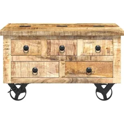 vidaXL Mesas-Mesa de centro de madera de mango rugosa 70x70x40 cm