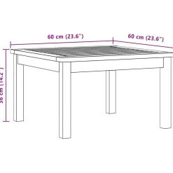 vidaXL Muebles De Jardín-Mesa de centro de jardín madera maciza de acacia 60x60x36 cm