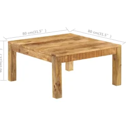 vidaXL Mesa de centro de madera maciza de mango 80x80x40 cm