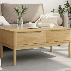 vidaXL Mesas-Mesa de centro FLORO madera de pino marrón cera 99x55,5x45 cm