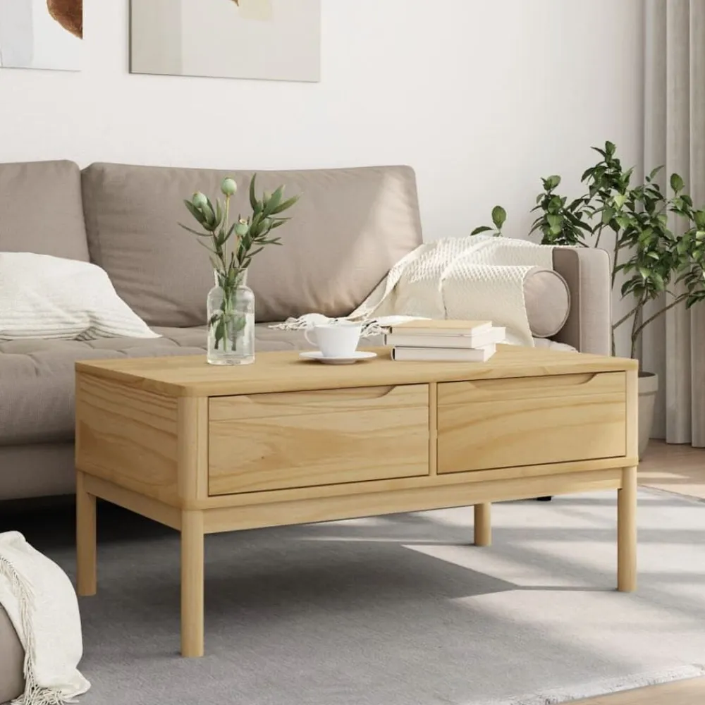 vidaXL Mesas-Mesa de centro FLORO madera de pino marrón cera 99x55,5x45 cm