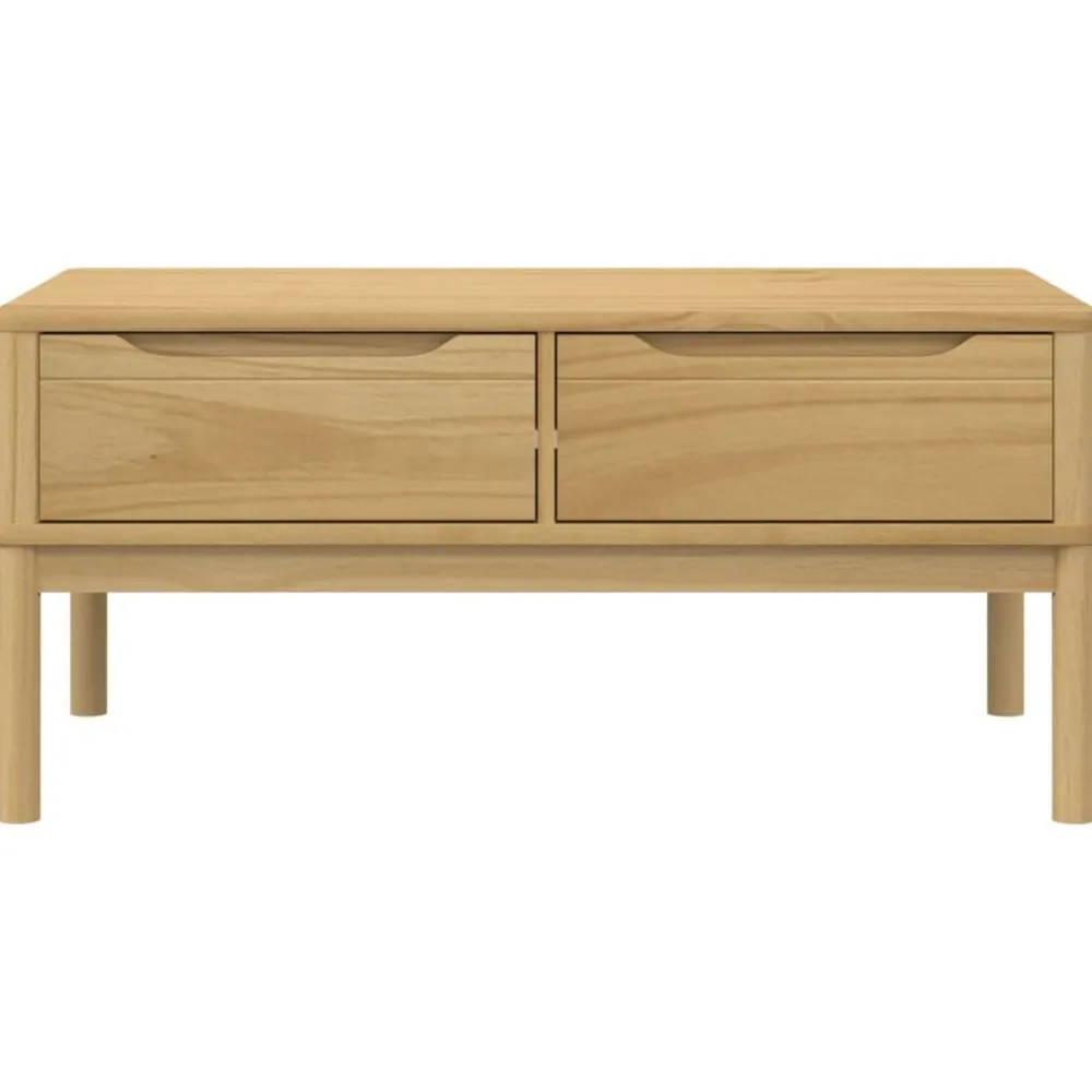 vidaXL Mesas-Mesa de centro FLORO madera de pino marrón cera 99x55,5x45 cm