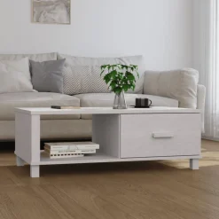 vidaXL Mesa de centro HAMAR madera maciza de pino 100x55x35 cm Blanco Hot