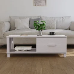 vidaXL Mesa de centro HAMAR madera maciza de pino 100x55x35 cm Blanco Hot