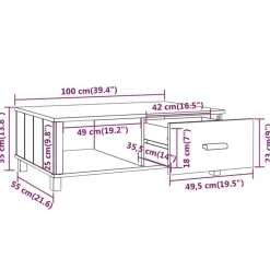 vidaXL Mesa de centro HAMAR madera maciza de pino 100x55x35 cm Blanco Hot