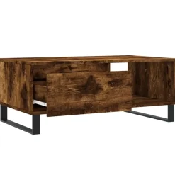 vidaXL Mesa de centro madera contrachapada 90x50x36,5 cm Roble ahumado New