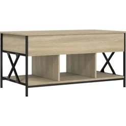 vidaXL Mesas-Mesa de centro madera ingeniería metal 100x55x50cm