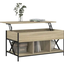 vidaXL Mesas-Mesa de centro madera ingeniería metal 100x55x50cm