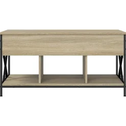 vidaXL Mesas-Mesa de centro madera ingeniería metal 100x55x50cm
