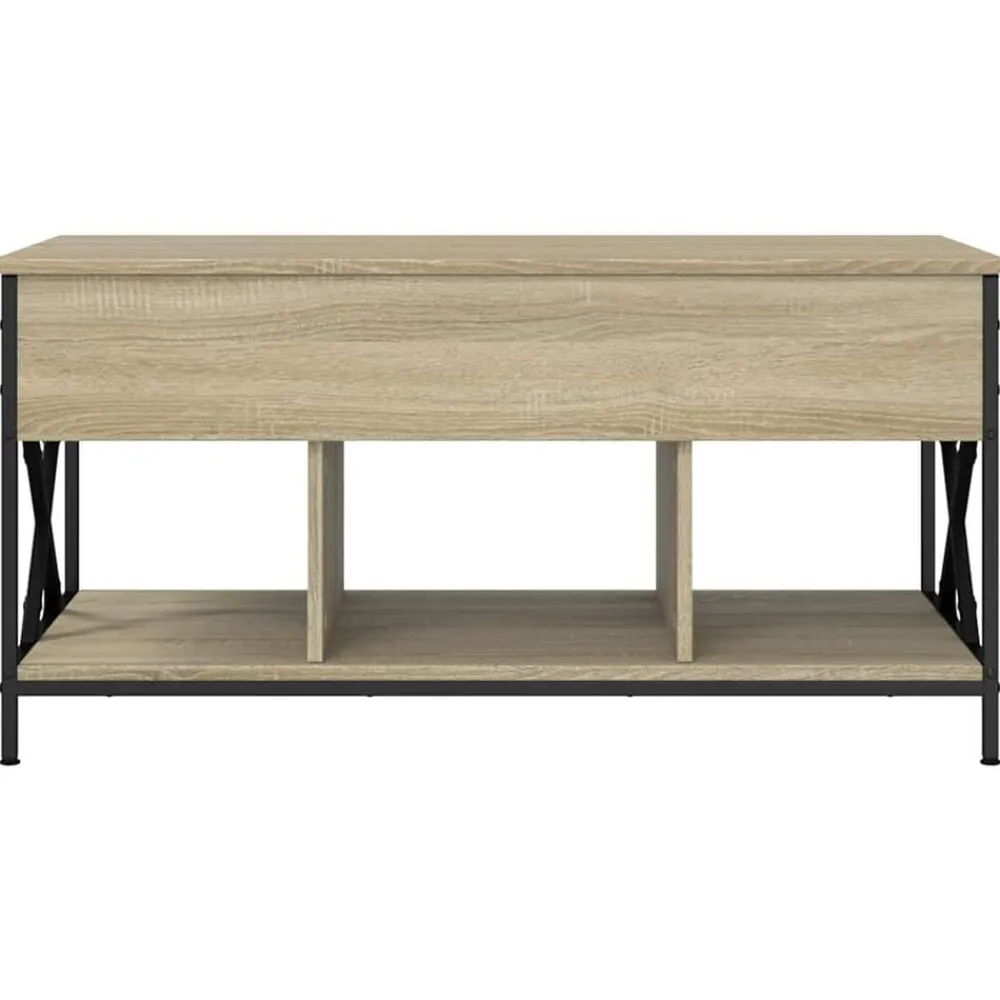 vidaXL Mesas-Mesa de centro madera ingeniería metal 100x55x50cm