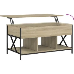 vidaXL Mesas-Mesa de centro madera ingeniería metal 100x55x50cm