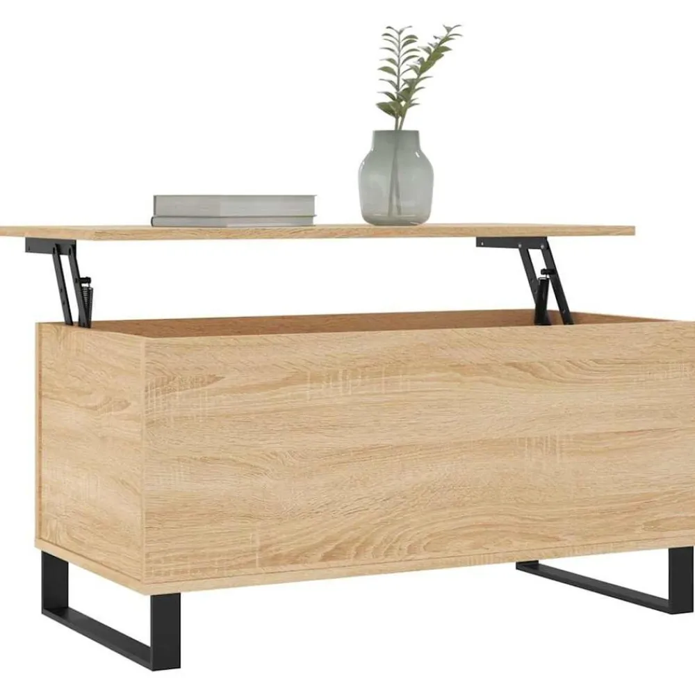vidaXL Mesa de centro madera contrachapada 90x44,5x45 cm Roble Sonoma Outlet