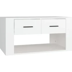 vidaXL Mesa de centro madera contrachapada blanca 80x50x40 cm Blanco