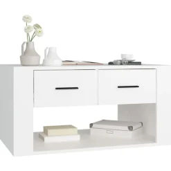 vidaXL Mesa de centro madera contrachapada blanca 80x50x40 cm Blanco