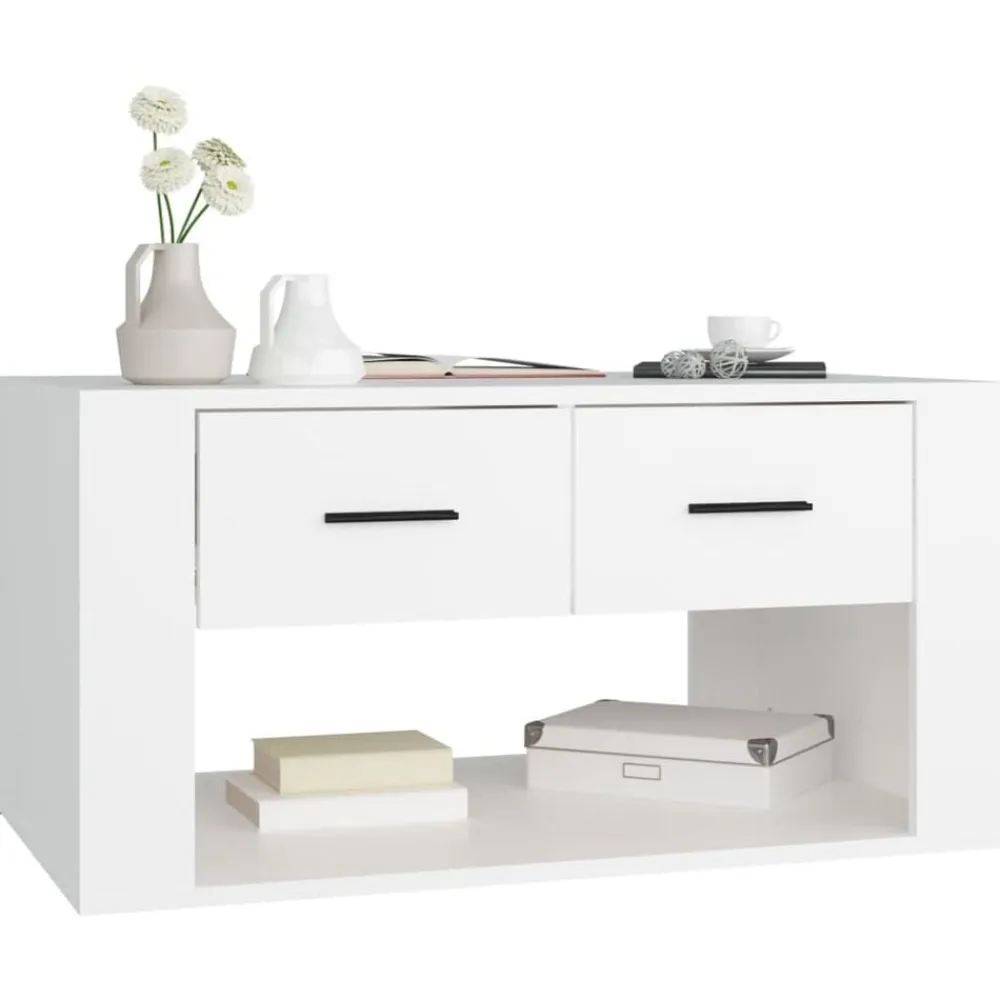 vidaXL Mesa de centro madera contrachapada blanca 80x50x40 cm Blanco