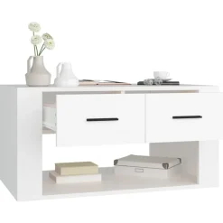 vidaXL Mesa de centro madera contrachapada blanca 80x50x40 cm Blanco