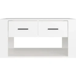 vidaXL Mesa de centro madera contrachapada blanca 80x50x40 cm Blanco