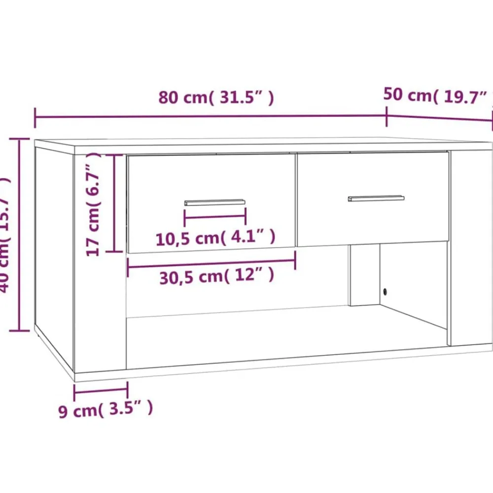 vidaXL Mesa de centro madera contrachapada blanca 80x50x40 cm Blanco