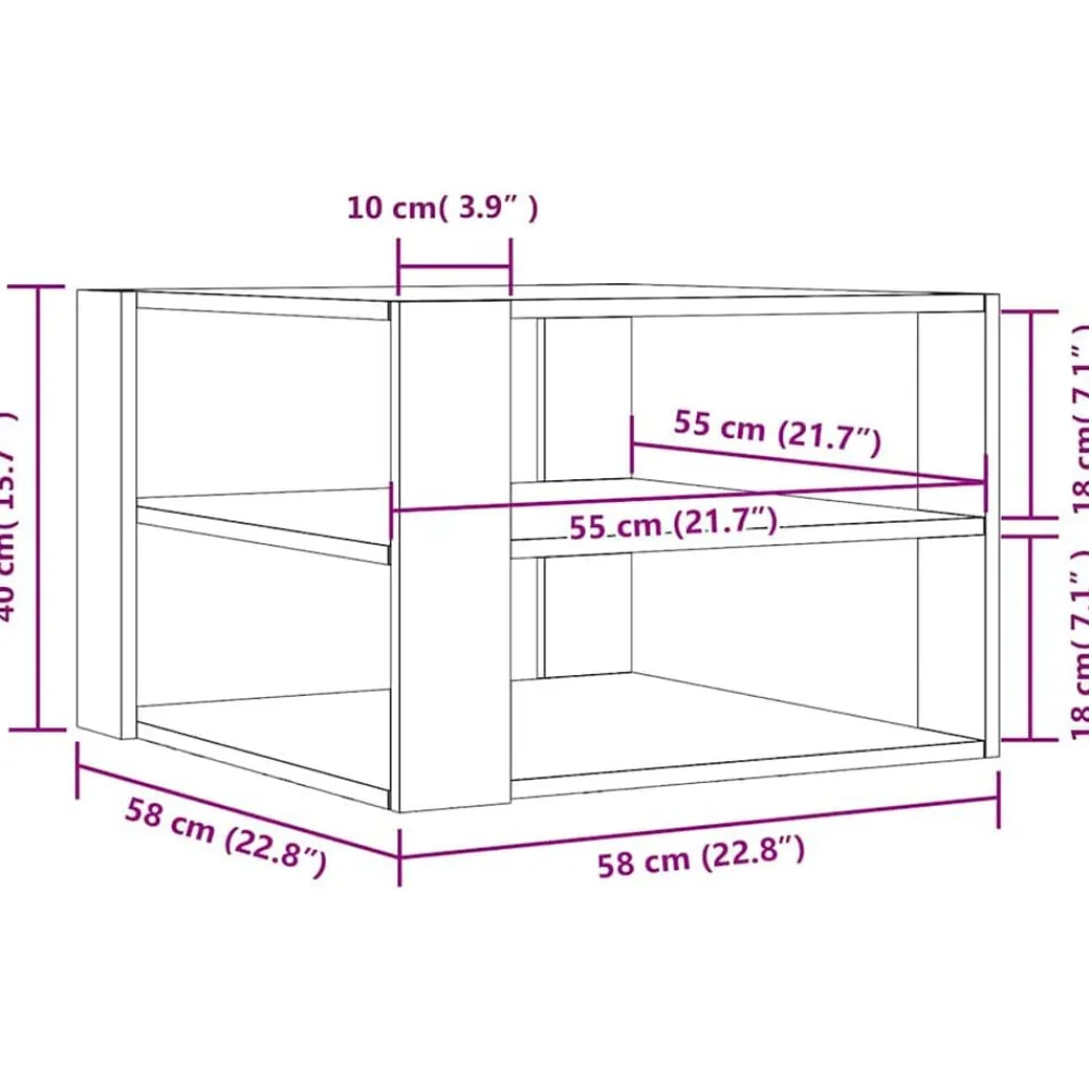 vidaXL Mesas-Mesa de centro madera de ingeniería 58x58x40cm