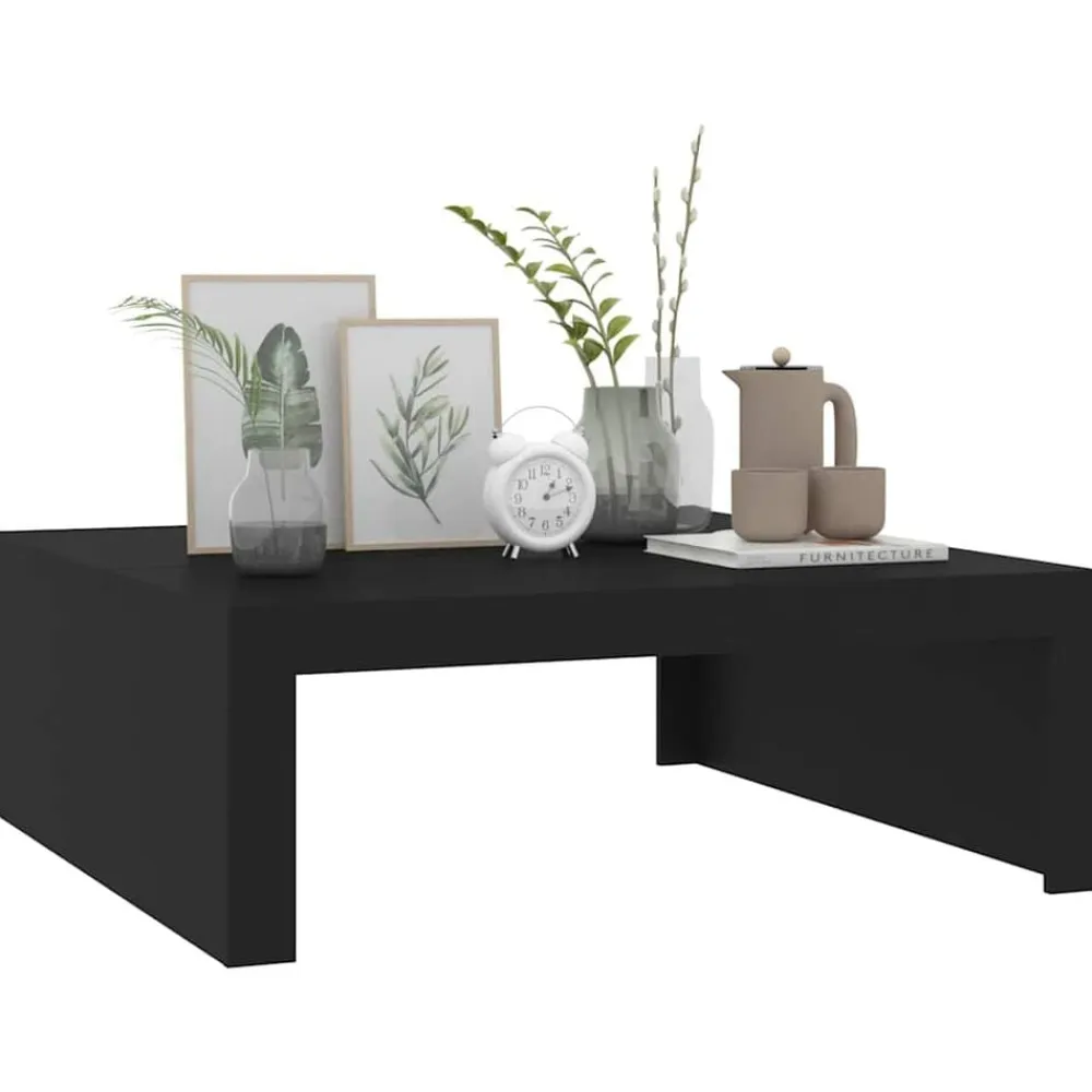 vidaXL Mesa de centro madera contrachapada 100x100x35 cm Negro New
